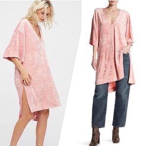 Free People We The Free Gold Velvet Oversized Mini Dress Size Small